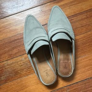 FRYE taupe mules size 8